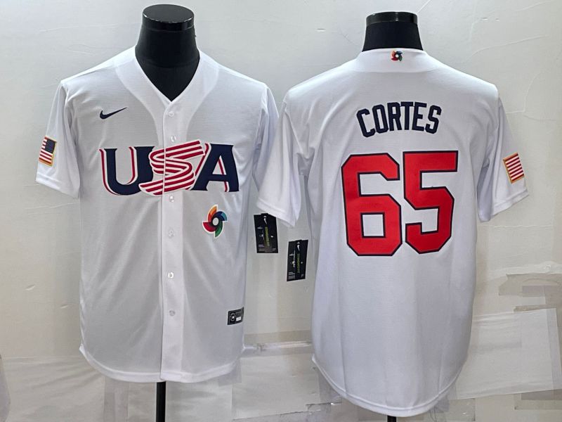 Men 2023 World Cub USA 65 Cortes White Nike MLB Jersey7